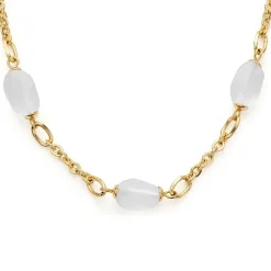 Kette Ofira aus vergoldetem Edelstahl, Bergkristall 019704