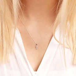 Kette Schlüssel aus 18K Weißgold mit Diamanten BDP0025-18KWSLK