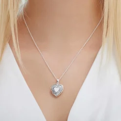 Kette und Herzmedaillon aus Sterlingsilber gravierbar SP0947SLK