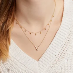 Kette V-förmiger Anhänger 925er Silber vergoldet LSN0002