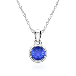 Kettenanhänger aus 585er Weißgold mit Saphir BDP0033Sa-14KWSL