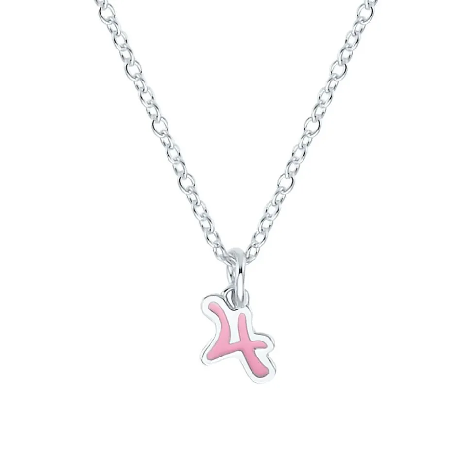 Kinderkette mit Zahl 4 aus Sterlingsilber, Emaille 2035977