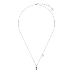 Kinderkette Zahl 7 aus 925er Silber, Emaille, lila 2035980