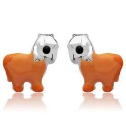 Kinderohrstecker 925 Silber Pferd orange KE0025