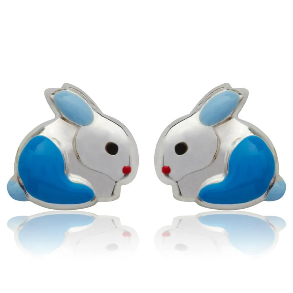 Kinderohrstecker 925 Silber Hase blau KE0035