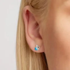 Kinderohrstecker 925 Silber Hase blau KE0035