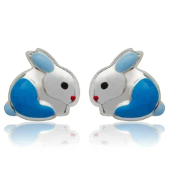 Kinderohrstecker 925 Silber Hase blau KE0035