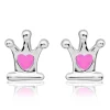 Kinderohrstecker Krone mit pinkem Herz KE0105