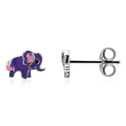 Kinderohrstecker lila Elefant aus 925er Silber KE0148