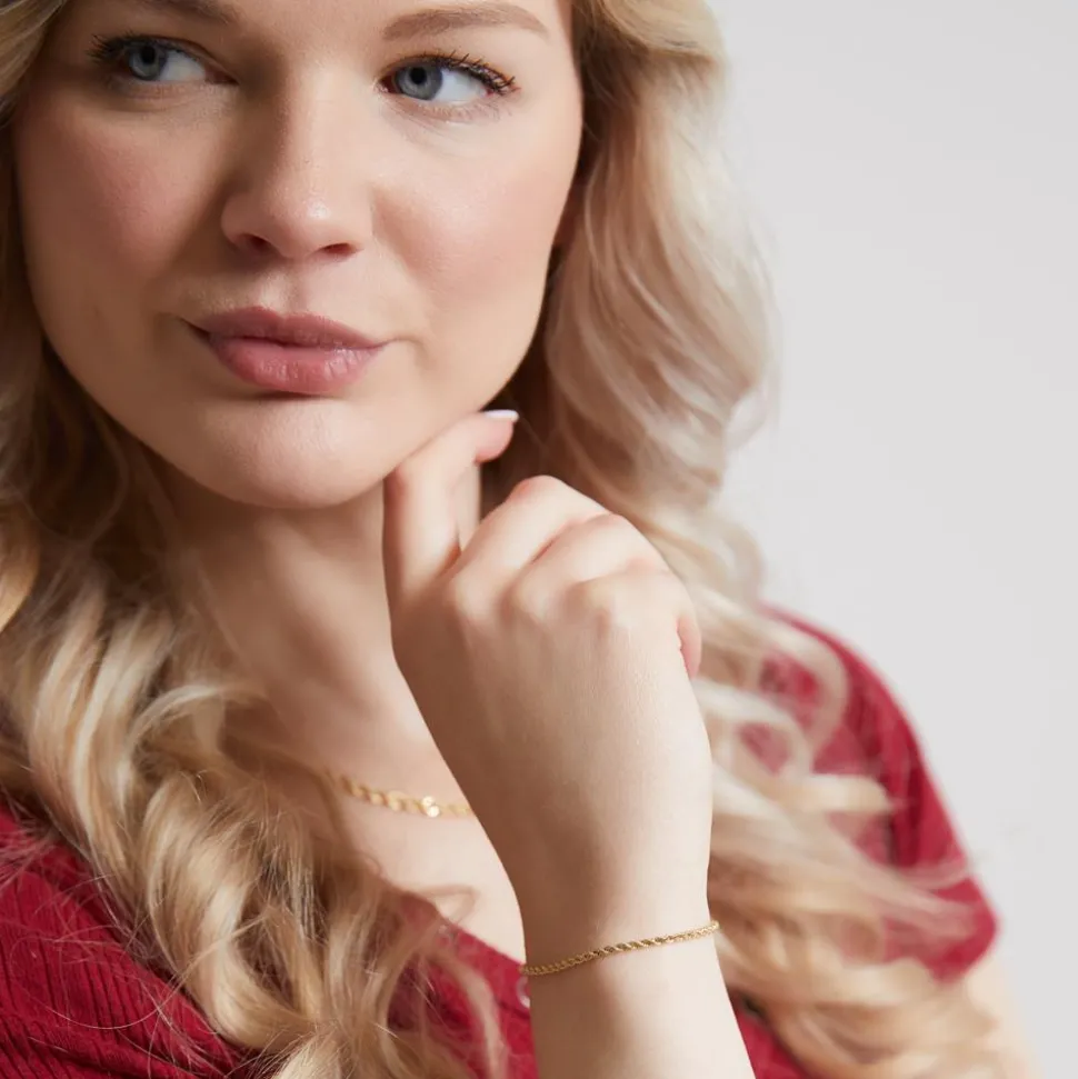 Kordelarmband aus 585er Gelbgold, 2,1 mm BIN1141-14KGSL