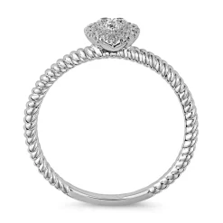 Kordelring mit Herz aus Weißgold oder Platin, Diamanten BDR0098-WSL