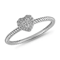 Kordelring mit Herz aus Weißgold oder Platin, Diamanten BDR0098-WSL