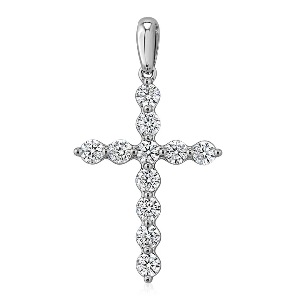 Kreuzanhänger mit lab grown Diamanten, Weißgold, Platin BDP0038LG-WSL