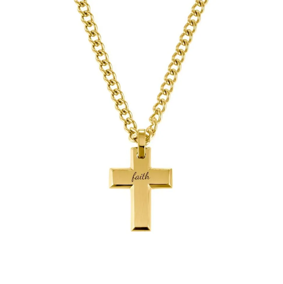 Kreuzkette aus vergoldetem Edelstahl 2036868