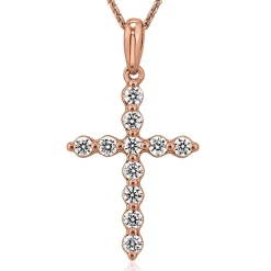 Kreuzkette für Damen aus Roségold mit Diamanten BDP0037-RSLK