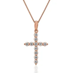 Kreuzkette für Damen aus Roségold mit Diamanten BDP0037-RSLK