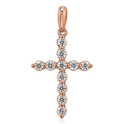 Kreuzkette für Damen aus Roségold mit Diamanten BDP0037-RSLK