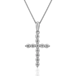 Kreuzkette für Damen aus Weißgold, lab grown Diamanten BDP0037LG-WSLK