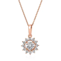 Lab grown Diamantkette mit Anhänger aus Roségold BDP0051LG-RSLK