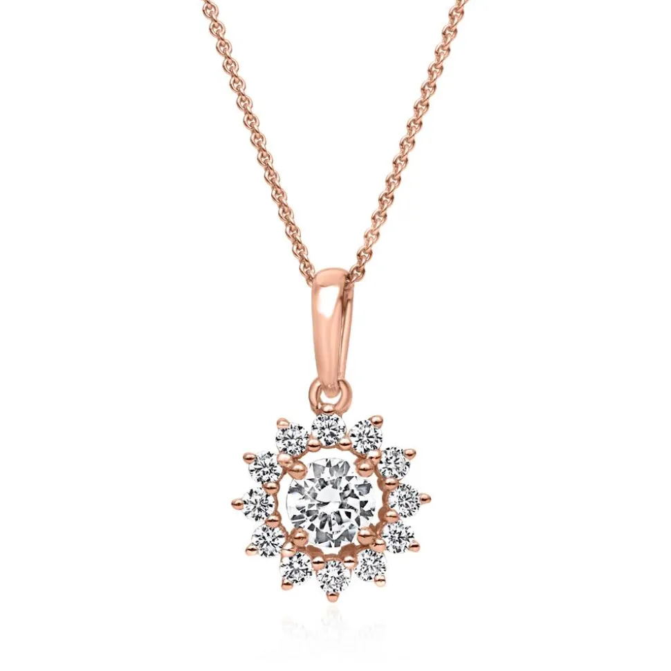 Lab grown Diamantkette mit Anhänger aus Roségold BDP0051LG-RSLK