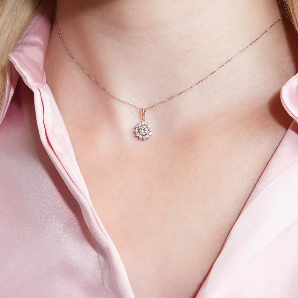 Lab grown Diamantkette mit Anhänger aus Roségold BDP0051LG-RSLK