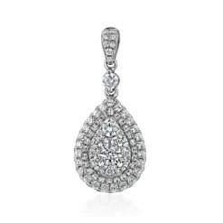 Lab grown Diamantkette mit Tropfenanhänger aus Weißgold BDP0049LG-WSLK