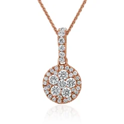 Lab grown Diamantkette mit Halo-Anhänger aus Roségold BDP0047LG-RSLK