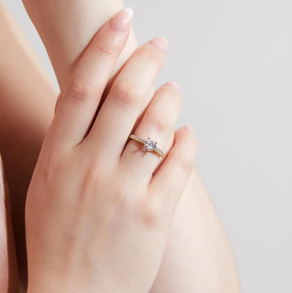 Lab grown Diamantring aus Gelbgold für Damen BDR0009LG-GSL