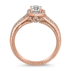 Lab grown Diamantring Halo aus Roségold, gravierbar BDR0017LG-RSL