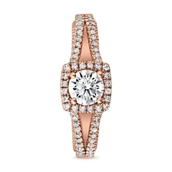 Lab grown Diamantring Halo aus Roségold, gravierbar BDR0017LG-RSL