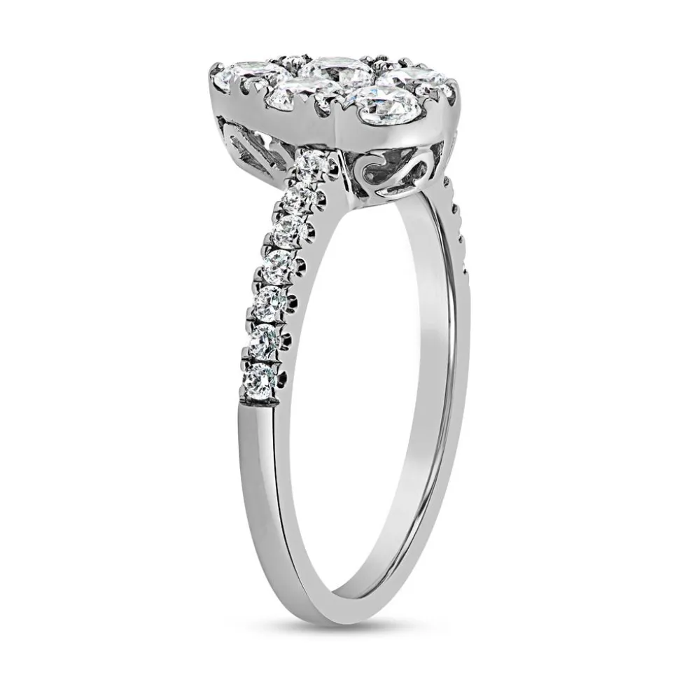 Lab-grown Diamantring Tropfen aus Weißgold oder Platin BDR0056LG-WSL