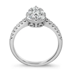 Lab-grown Diamantring Tropfen aus Weißgold oder Platin BDR0056LG-WSL