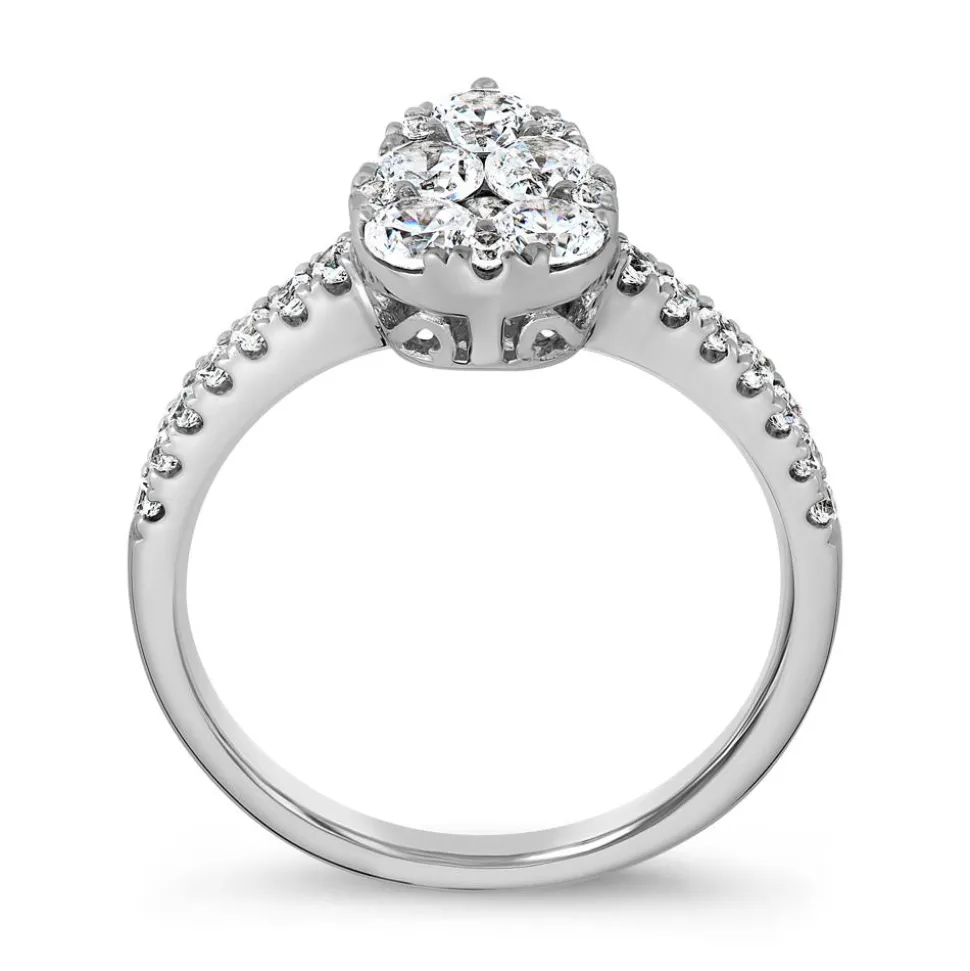 Lab-grown Diamantring Tropfen aus Weißgold oder Platin BDR0056LG-WSL