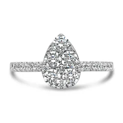 Lab-grown Diamantring Tropfen aus Weißgold oder Platin BDR0056LG-WSL