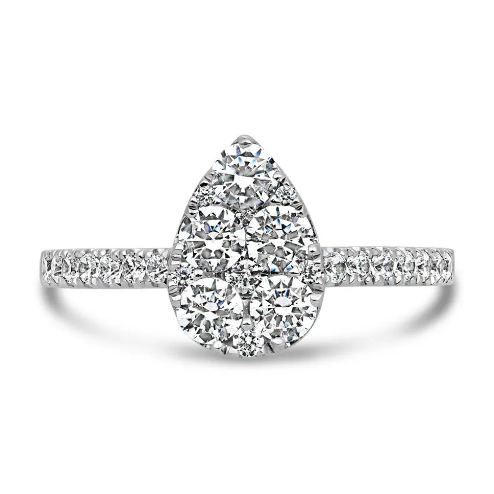 Lab-grown Diamantring Tropfen aus Weißgold oder Platin BDR0056LG-WSL