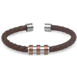Leder Herrenarmreif braun mit Elementen LB0413