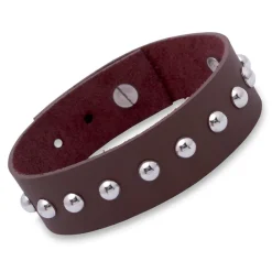 Lederarmband braun Nieten verstellbar 18-22cm LB0044