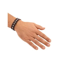 Lederarmband braun Nieten verstellbar 18-22cm LB0044