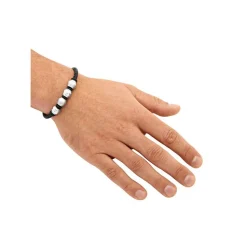 Lederarmband Edelstahlverschluss schwarz LB0037