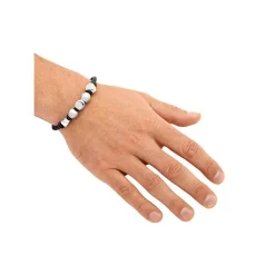 Lederarmband Edelstahlverschluss schwarz LB0035