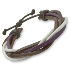 Leder-Armband Farb- und Materialmix violett LB0400