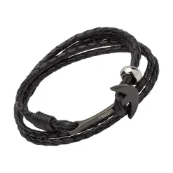 Lederarmband in Schwarz mit einem Ankerverschluss LB0480