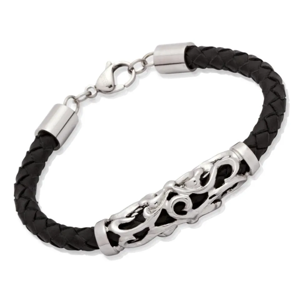 Lederarmband mit Edelstahlelement LB0103