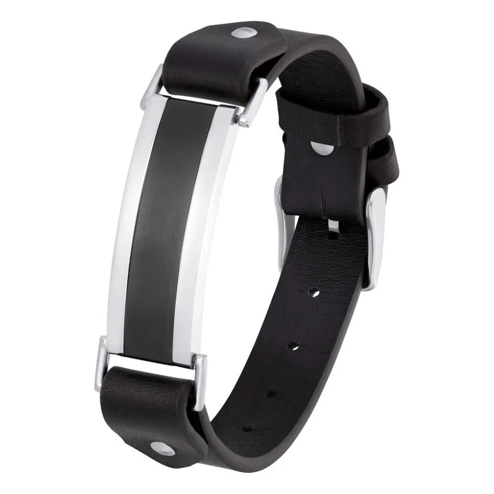 Lederarmband mit Ident-Platte aus Edelstahl mit Achat 2035966