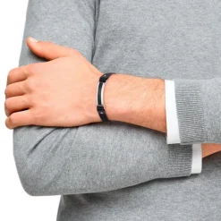 Lederarmband mit Ident-Platte aus Edelstahl mit Achat 2035966