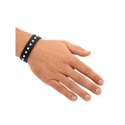 Lederarmband schwarz Edelstahlnieten 18-22cm LB0045