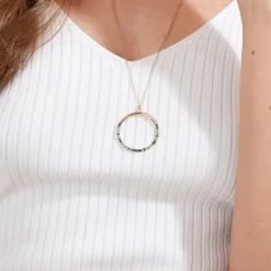 Maxikette Viva Ciao aus Edelstahl, Glasperlen, IP Gold 021842