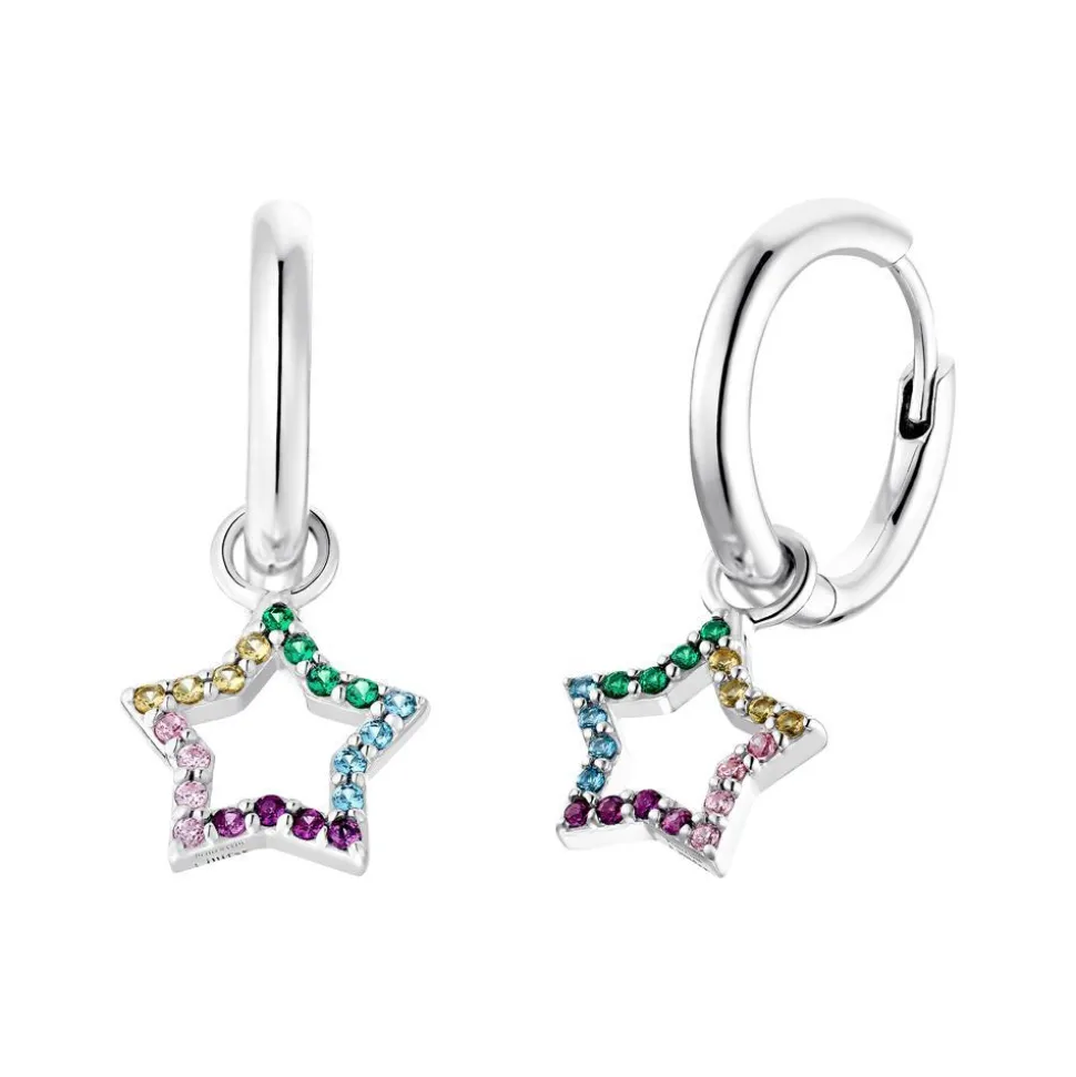 Mädchen Creolen Stern aus 925er Silber mit Zirkonia 2033370