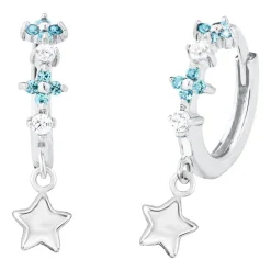 Mädchen Creolen Stern aus 925er Silber mit Zirkonia 2034012