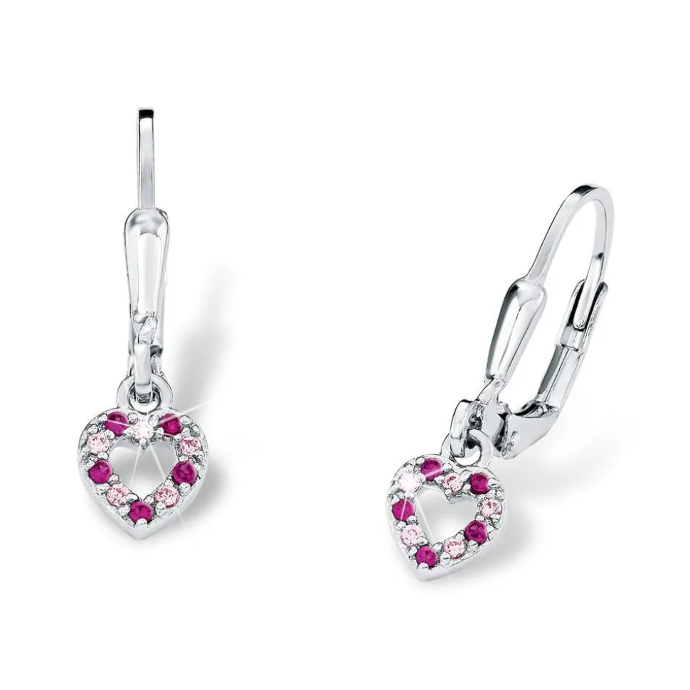 Mädchen Ohrhänger Herz aus Sterlingsilber mit Zirkonia 9082650